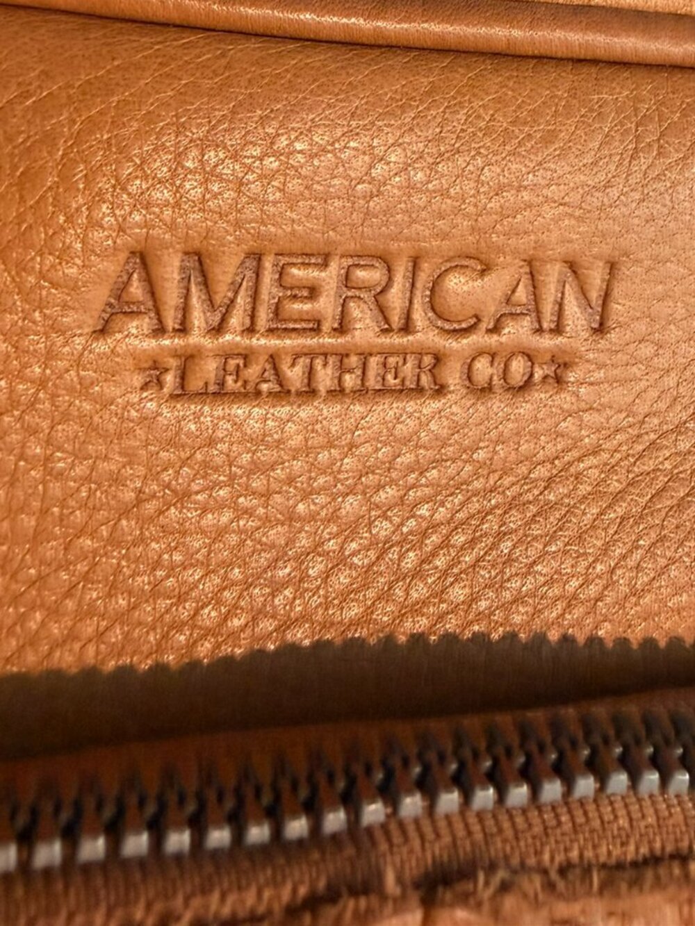 American Leather Co. Genuine Leather Crossbody Bag | Tan Camel Leather - Picture 3 of 11
